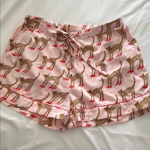 Bouffants & Broken Hearts cheeta in hi heels pajama shorts pockets pink Small